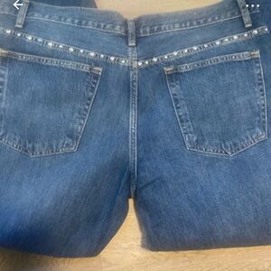 Zara Blue Straight Leg Jeans with Stud Accents